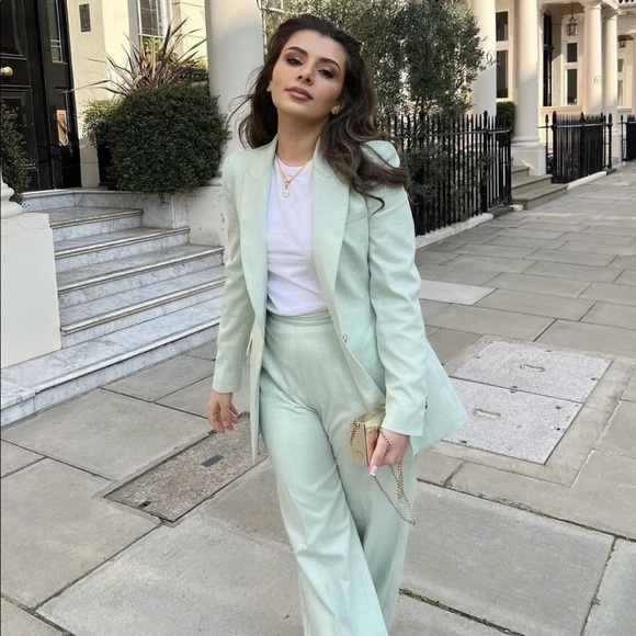 NWT ZARA FITTED BLAZER WITH GOLDEN BUTTONS LIGHT GREEN - Picture 12 of 16